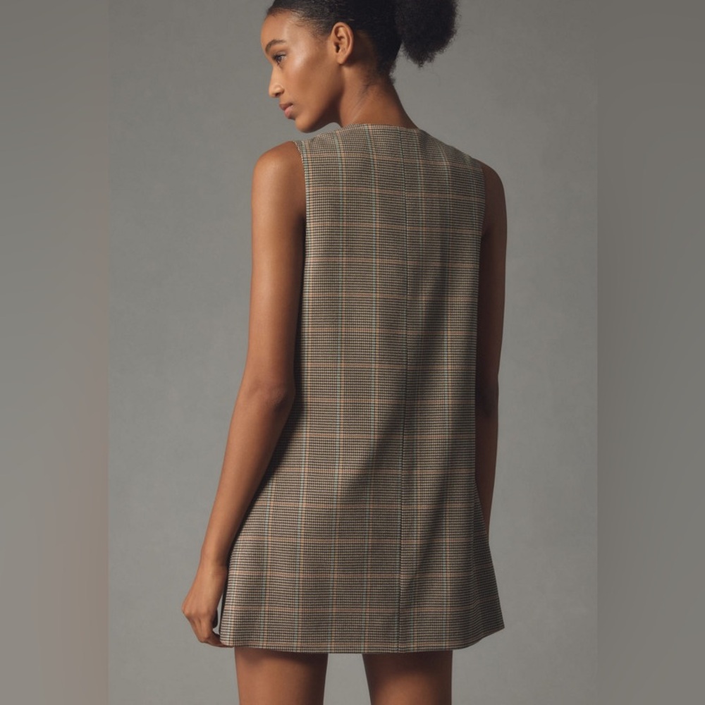 NWT house of Harlow 1960 Plaid Button-Front Sleeveless Tunic Dress - Picture 3 of 11